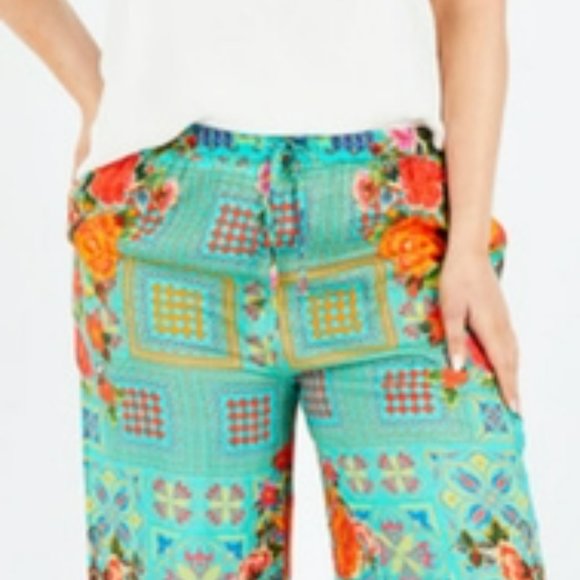 LULA SOUL Aqua Turquoise Capri Wide Leg Pants - Picture 12 of 16